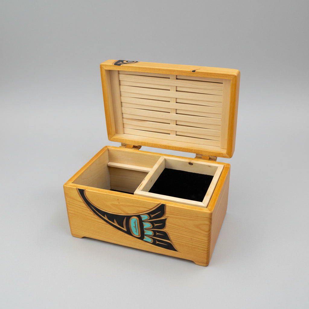 Carved Hummingbird Jewelry Box