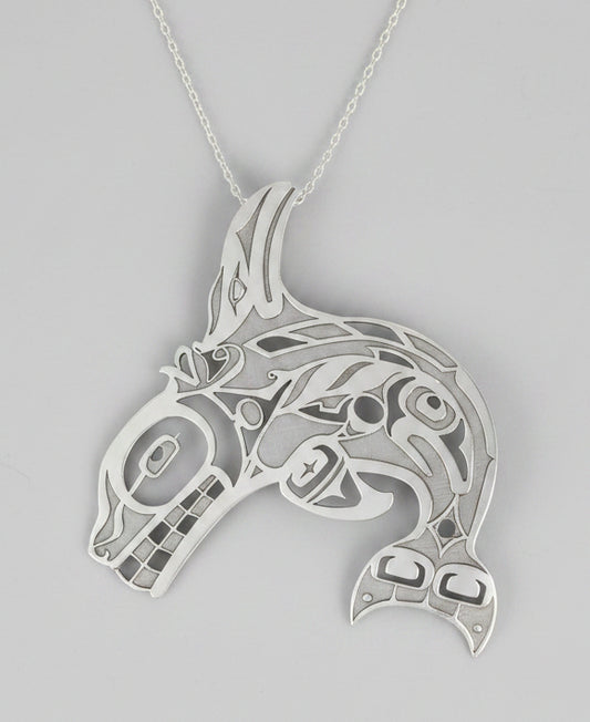 Sterling Silver Killer Whale Pendant