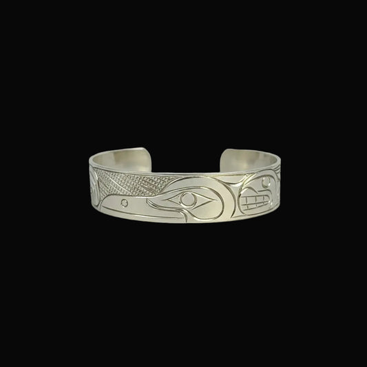 3/8 Sterling Silver Raven/Orca Bracelet