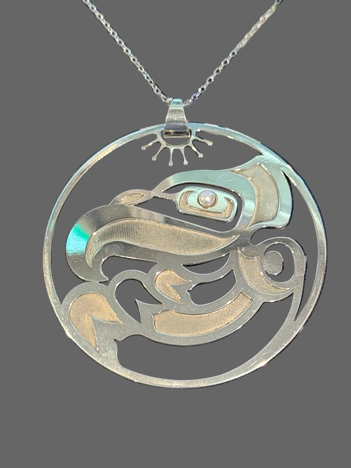 Sterling Silver Eagle Pendant with Pearl