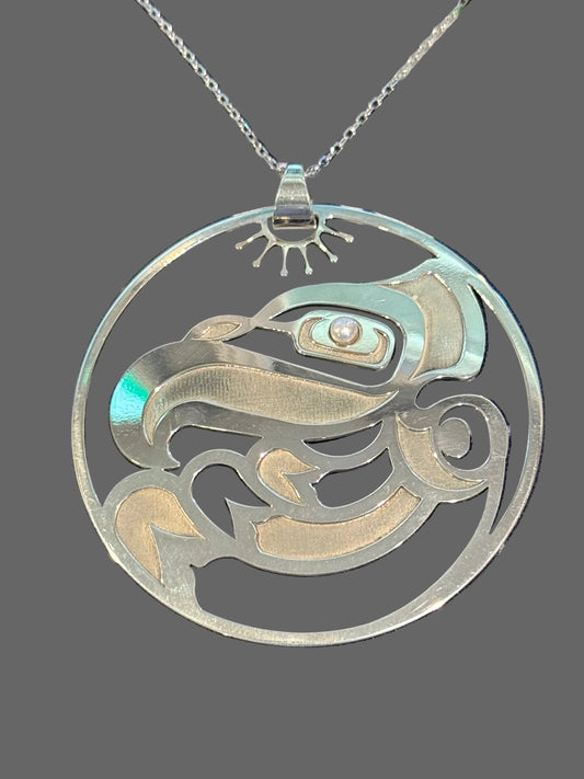 Sterling Silver Eagle Pendant with Pearl
