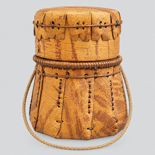 Antique Algonquin Birchbark Basket with Lid