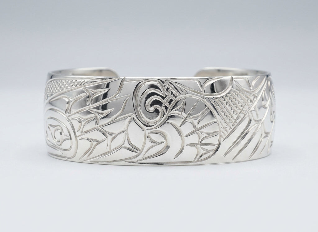 Stirling Silver 3/4" Eagle/Raven Bracelet