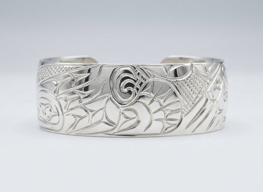 Stirling Silver 3/4" Eagle/Raven Bracelet