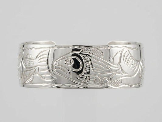 Sterling Silver 3/4" Salmon Bracelet