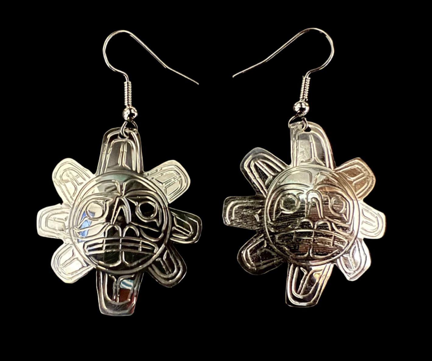 Large Silver Sun Earrings