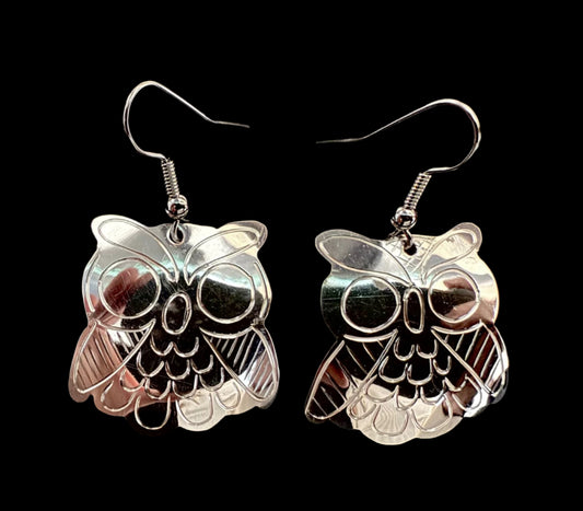 Silver Owl Earrings