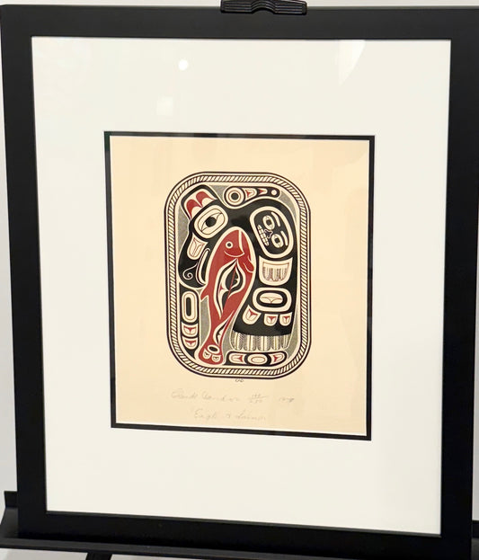 Claude Davidson Eagle & Salmon 108/200 1979 (framed)