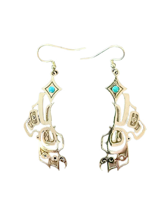 Sterling Silver Raven Steals the Light/Turquoise Earrings