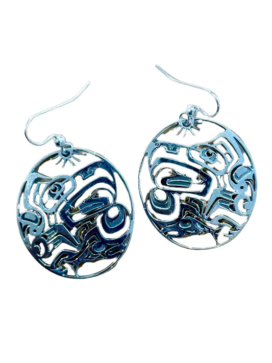 Sterling Silver Eagle/Frog/Salmon Earrings