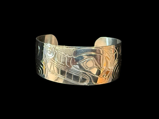Sterling Silver 1" Wolf Bracelet Cuff