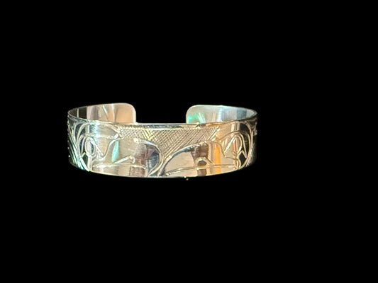 Sterling Silver Thunderbird/Raven 1/2" Bracelet Cuff