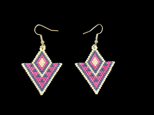 Purple Arrowhead Beaded Earrings