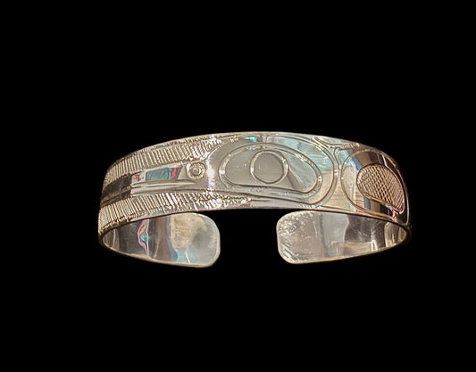 Sterling Silver 1/2" Hummingbird Bracelet Cuff