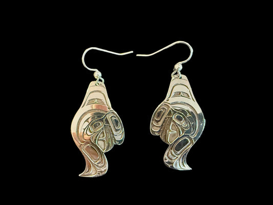 Stirling Silver Killer Whale Earrings