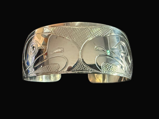 Sterling Silver Split Eagle 1" Cuff