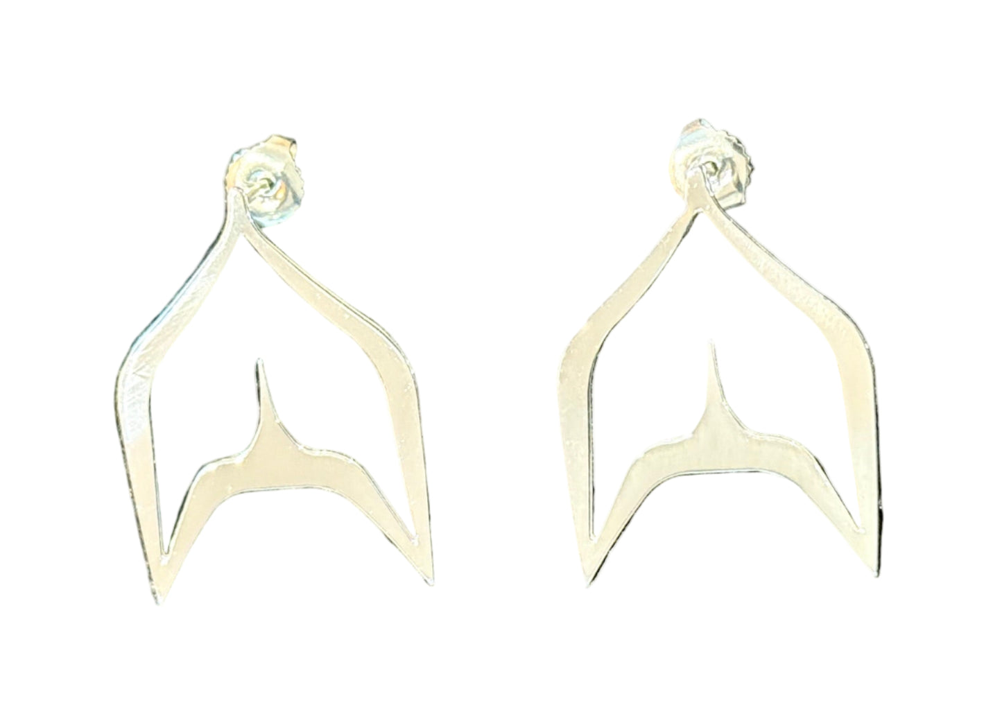 Sterling Silver Baby Whale Tail Earrings (posts)