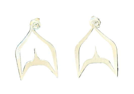 Sterling Silver Baby Whale Tail Earrings (posts)