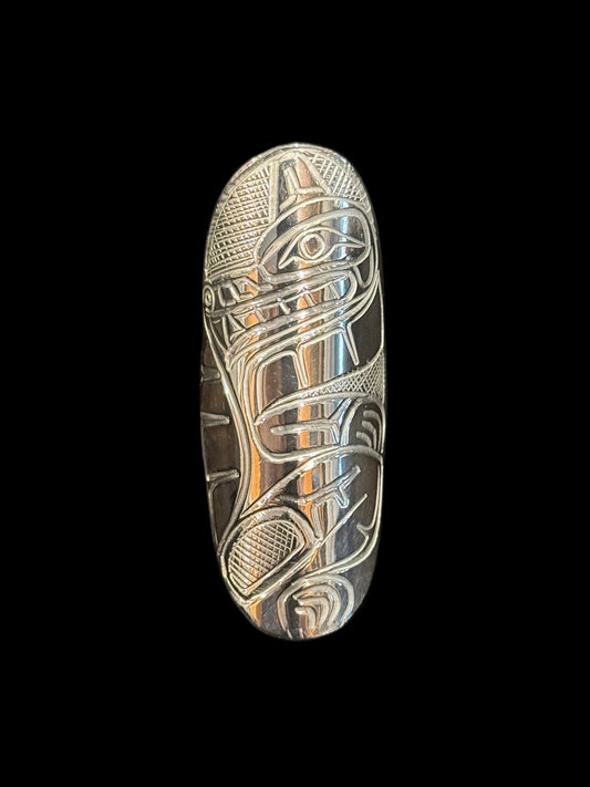 Sterling Silver Wolf Statement Ring