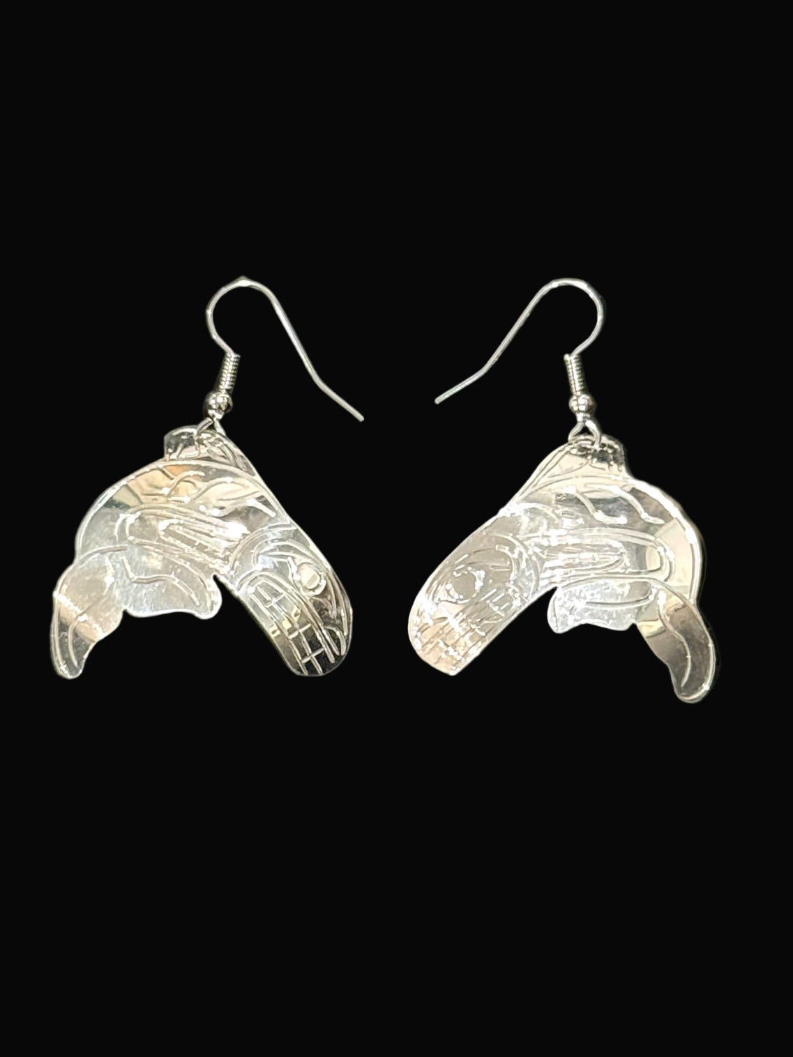 Sterling Silver Killer Whale Earrings