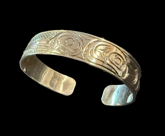 Lovely Sterling Silver 1/2" Hummingbird #1 Cuff Bracelet