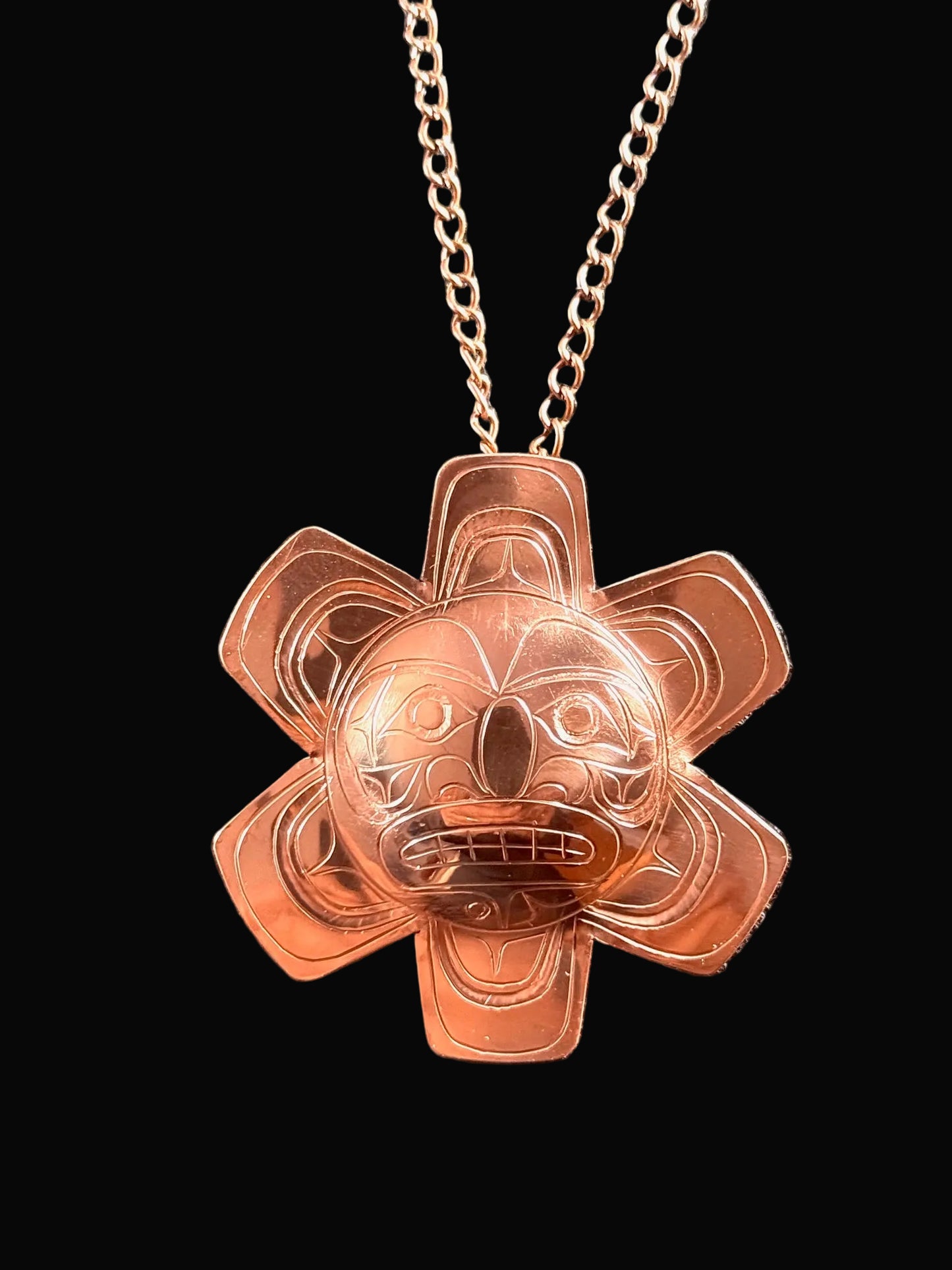 Spectacular Large Copper Sun Pendant