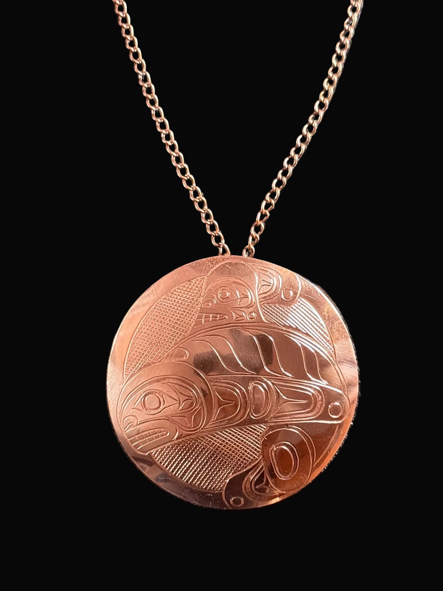 Wonderful Large Copper Salmon Medallion/Pendant