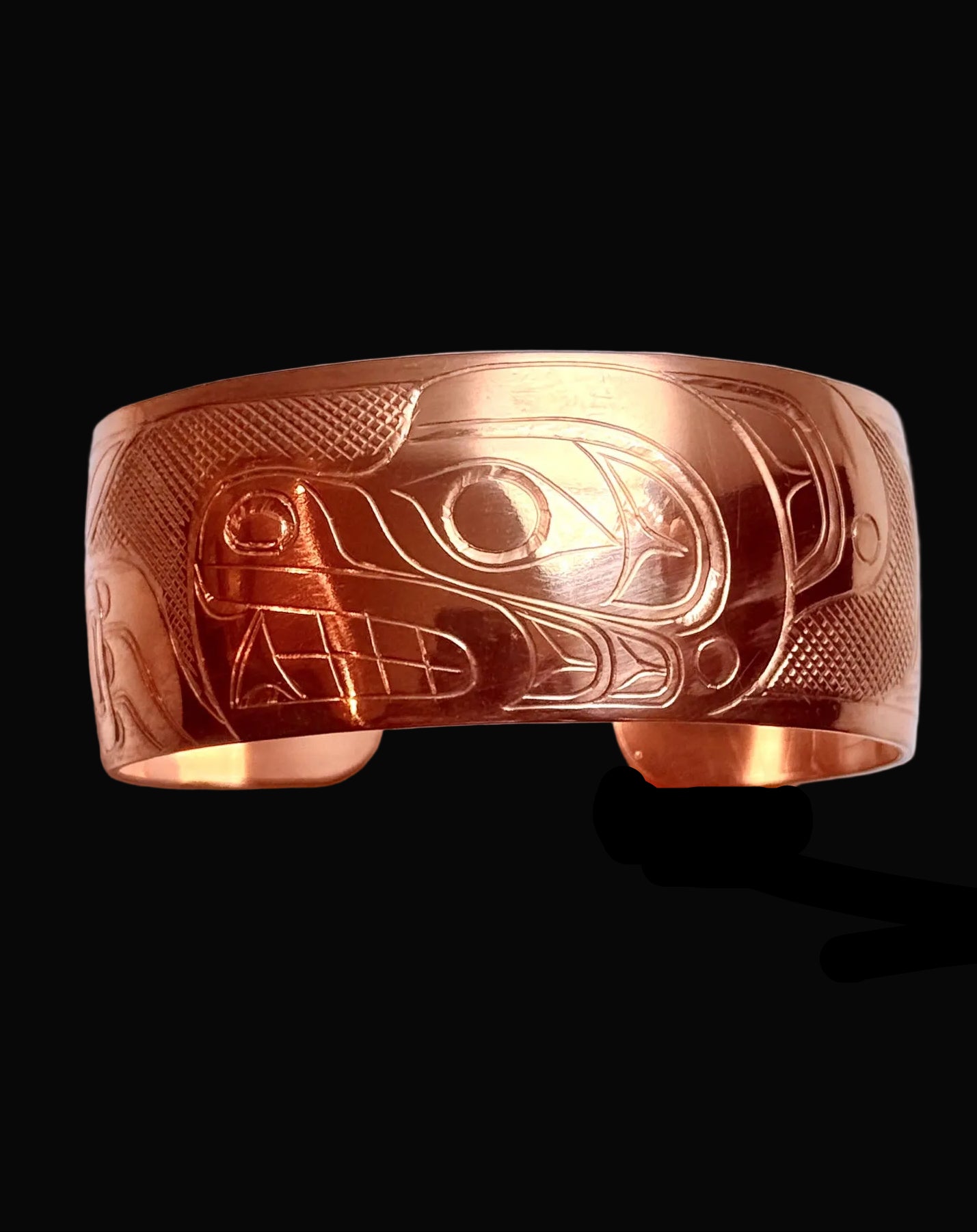 Lovely 1" Carved Copper Bracelet