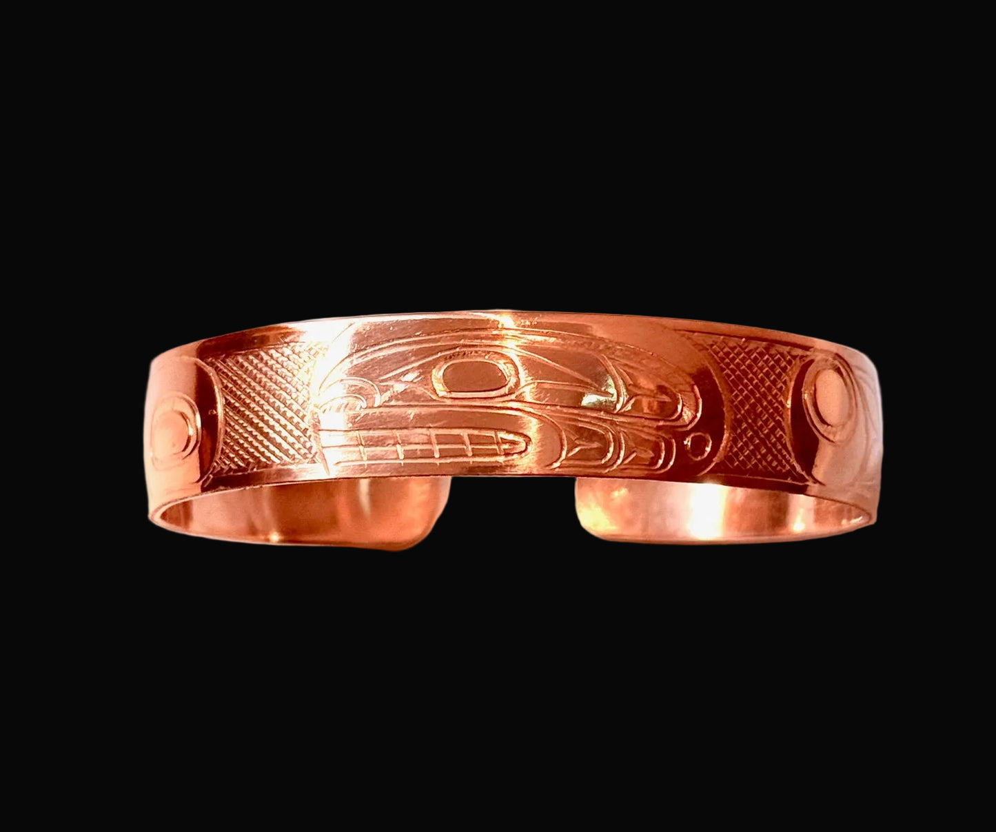 Lovely 1/2" Copper Killer Whale Bracelet/Cuff