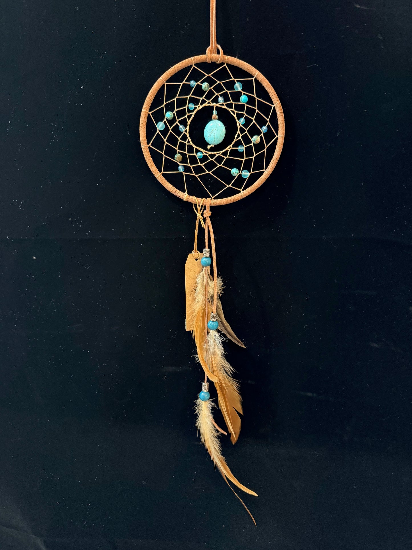 6" Dream Catcher/ Dyed Imperial Jasper, Magusite Pendant (Turquoise Tones)