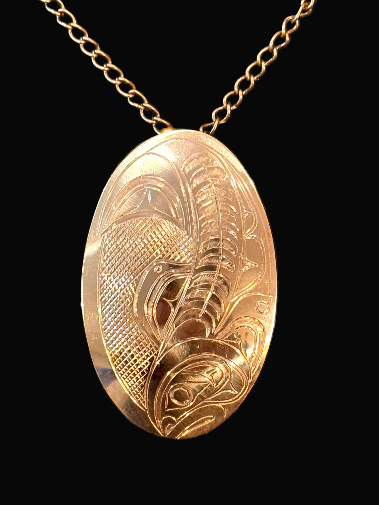 Large Copper Salmon Pendant/Chain