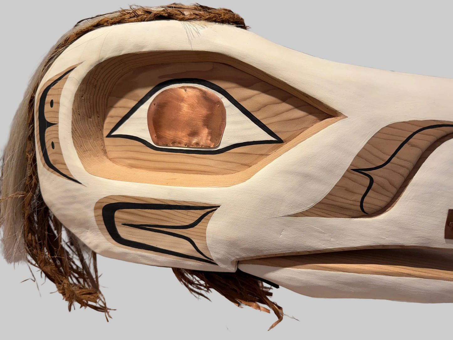 Stunning White Raven with Copper Adornments