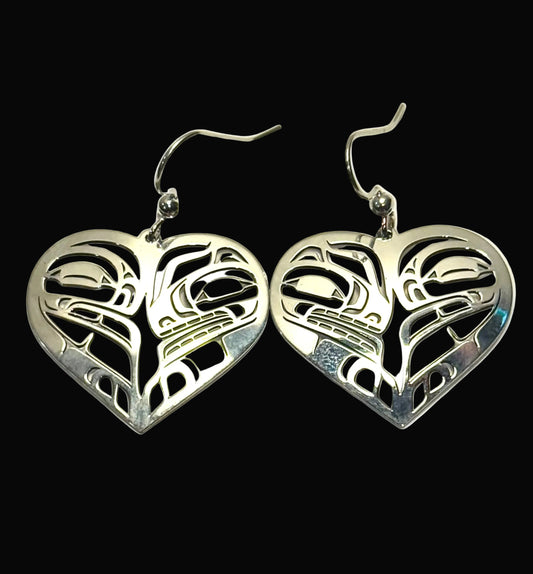 Sterling Silver Heart Frog/Wolf Earrings