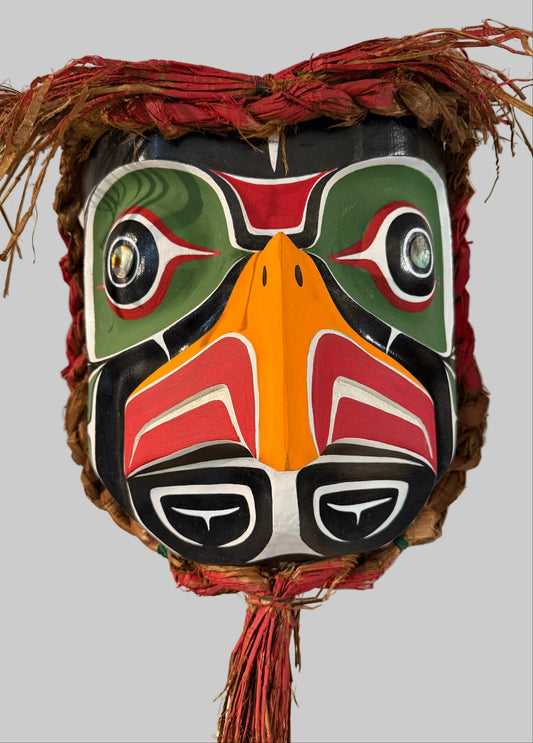 Large Owl Mask with Abalone/Cedar Rope