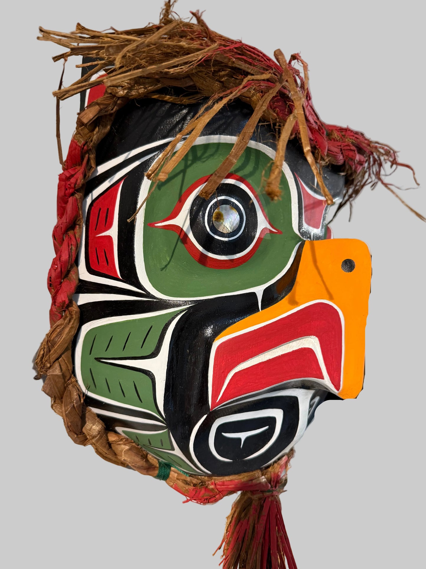 Large Owl Mask with Abalone/Cedar Rope