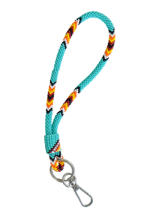 7" Beaded Wrist Lanyard (Turquoise)