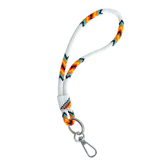 7" Beaded Wrist Lanyard (White)