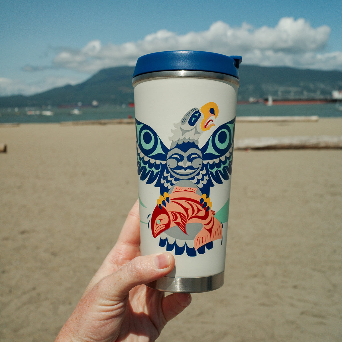 Art Travel Mug (18oz) - Eagle Salmon
