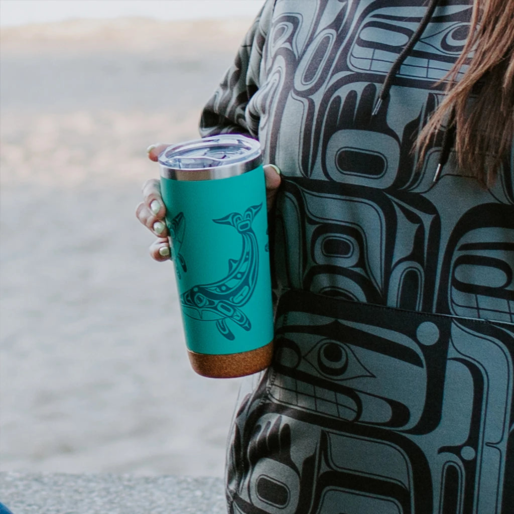 Cork Base Travel Mugs - Humpback Whale - 20 oz