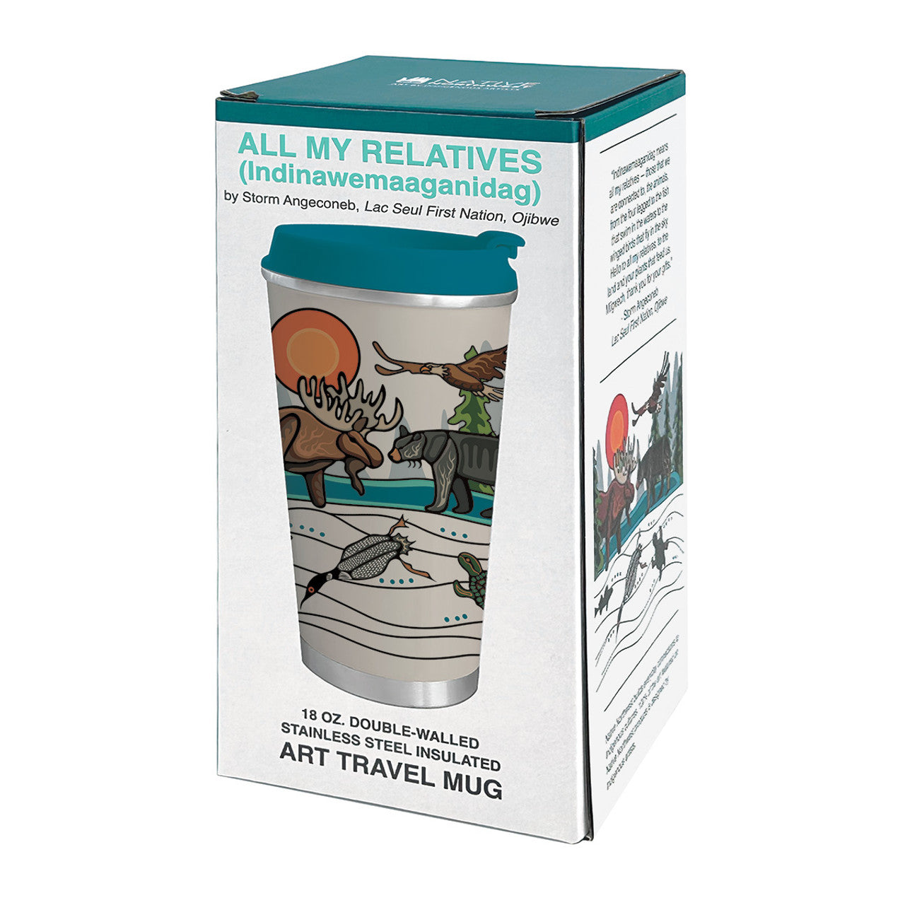 Art Travel Mug (18oz) - All My Relatives (Indinawemaaganidag)