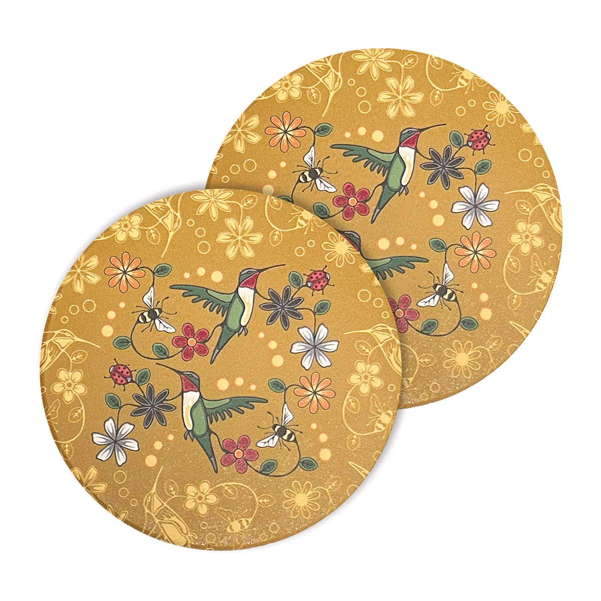 Ceramic Coasters (set of 2) - Hummingbird