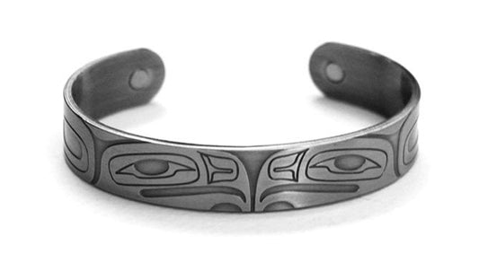Brushed Silver Bracelet - Eagle by Gordon White - Gordon White - Jewellery - Pentlatch Gallery - Aboriginal Art - Parksville, BC, Canada