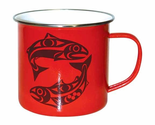 Enamel Mug - Salmon by Maynard Johnny Jr. - Maynard Johnny, Jr - Kitchenware - Pentlatch Gallery - Aboriginal Art - Parksville, BC, Canada