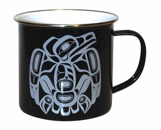 Enamel Mug - Raven by Corey W. Moraes - Corey W. Moraes - Kitchenware - Pentlatch Gallery - Aboriginal Art - Parksville, BC, Canada