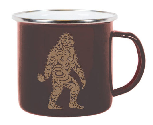 Enamel Mug - Sasquatch by Francis Horne Sr. - Francis Horne Sr. - Kitchenware - Pentlatch Gallery - Aboriginal Art - Parksville, BC, Canada