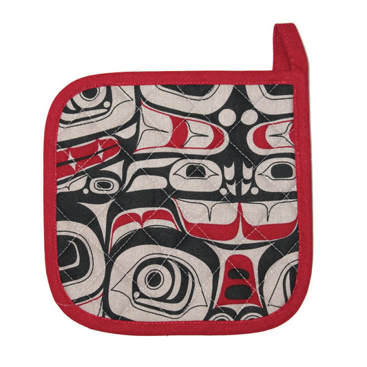 Cotton Potholder - Matriarch Bear by Morgan Asoyuf - Morgan Asoyuf - Kitchenware - Pentlatch Gallery - Aboriginal Art - Parksville, BC, Canada