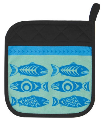 Potholder - Salmon in the Wild by Simone Diamond - Simone Diamond - Kitchenware - Pentlatch Gallery - Aboriginal Art - Parksville, BC, Canada