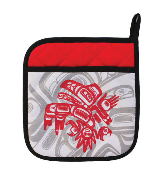 Potholder - Running Raven by Morgan Asoyuf - Morgan Asoyuf - Kitchenware - Pentlatch Gallery - Aboriginal Art - Parksville, BC, Canada