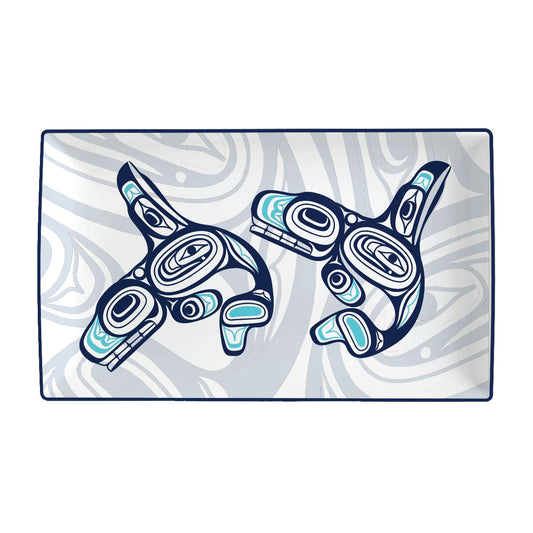 Rectangular Platter - Whales by Ernest Swanson - Ernest Swanson - Kitchenware - Pentlatch Gallery - Aboriginal Art - Parksville, BC, Canada