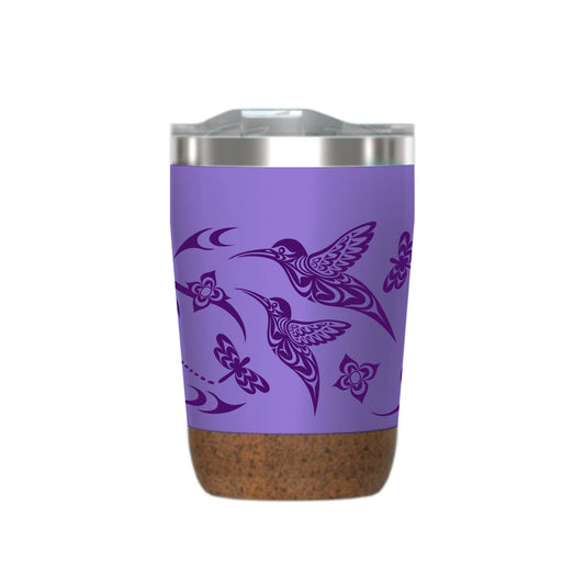 Cork Base Travel Mugs - Hummingbird by Simone Diamond, 12 oz - Simone Diamond - Kitchenware - Pentlatch Gallery - Aboriginal Art - Parksville, BC, Canada